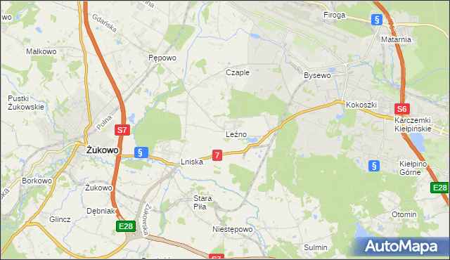 mapa Leźno, Leźno na mapie Targeo