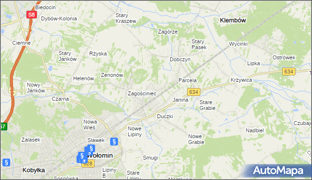 mapa Lipinki gmina Wołomin, Lipinki gmina Wołomin na mapie Targeo