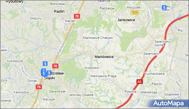 mapa Marklowice, Marklowice na mapie Targeo