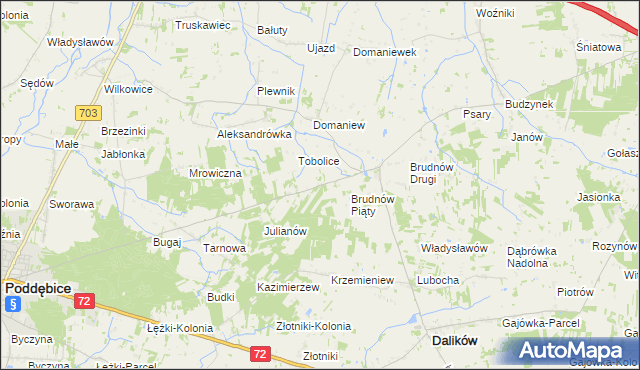 mapa Marysin gmina Dalików, Marysin gmina Dalików na mapie Targeo