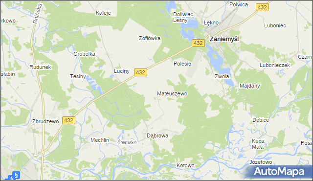 mapa Mateuszewo, Mateuszewo na mapie Targeo