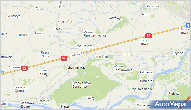 mapa Michalin gmina Somianka, Michalin gmina Somianka na mapie Targeo