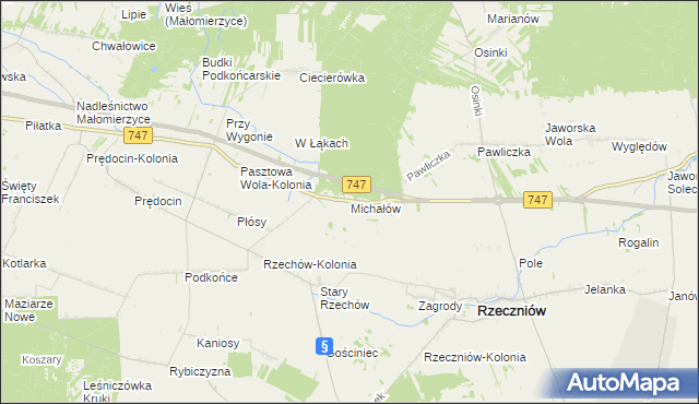 mapa Michałów gmina Rzeczniów, Michałów gmina Rzeczniów na mapie Targeo