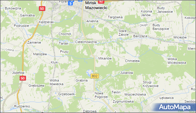 mapa Mikanów, Mikanów na mapie Targeo