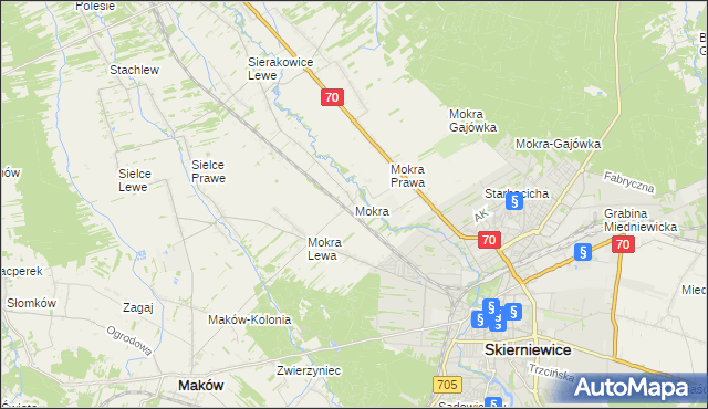 mapa Mokra gmina Skierniewice, Mokra gmina Skierniewice na mapie Targeo