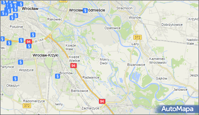 mapa Mokry Dwór gmina Siechnice, Mokry Dwór gmina Siechnice na mapie Targeo