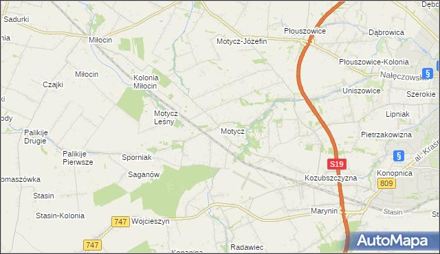 mapa Motycz, Motycz na mapie Targeo