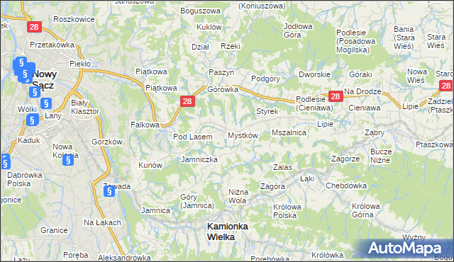 mapa Mystków, Mystków na mapie Targeo