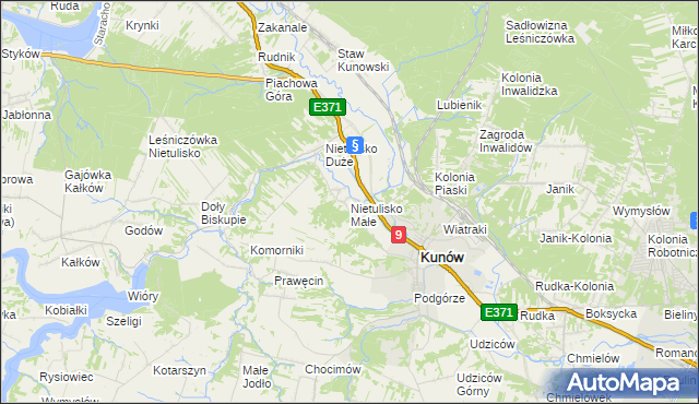 mapa Nietulisko Małe, Nietulisko Małe na mapie Targeo