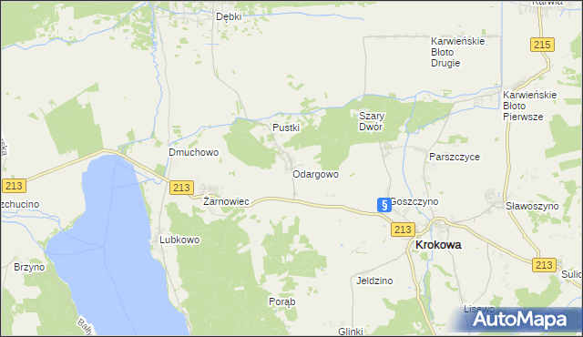 mapa Odargowo gmina Krokowa, Odargowo gmina Krokowa na mapie Targeo
