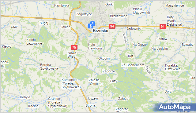 mapa Okocim, Okocim na mapie Targeo