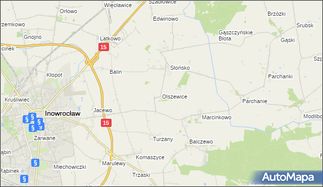 mapa Olszewice gmina Inowrocław, Olszewice gmina Inowrocław na mapie Targeo