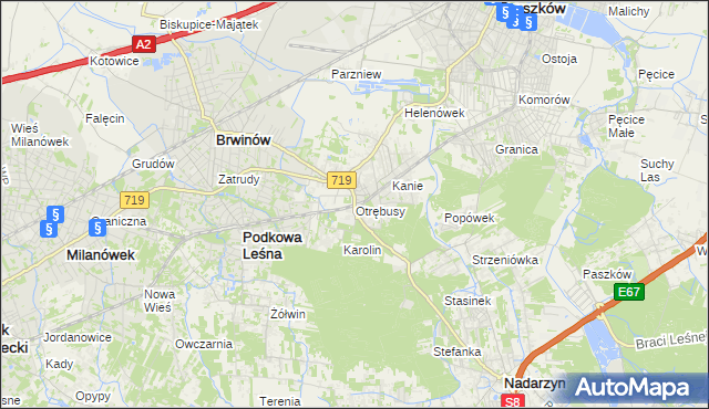 mapa Otrębusy, Otrębusy na mapie Targeo