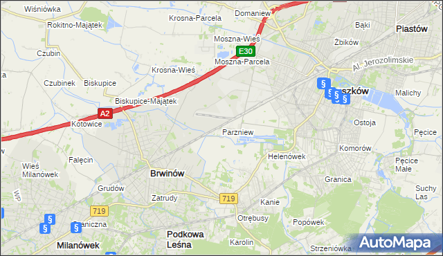 mapa Parzniew, Parzniew na mapie Targeo