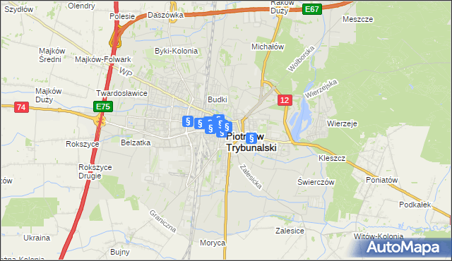 mapa Piotrków Trybunalski, Piotrków Trybunalski na mapie Targeo