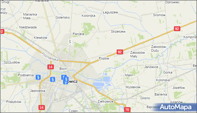 mapa Popów gmina Łowicz, Popów gmina Łowicz na mapie Targeo