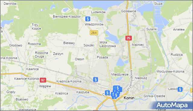 mapa Posada gmina Kazimierz Biskupi, Posada gmina Kazimierz Biskupi na mapie Targeo