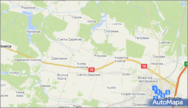 mapa Przysów, Przysów na mapie Targeo