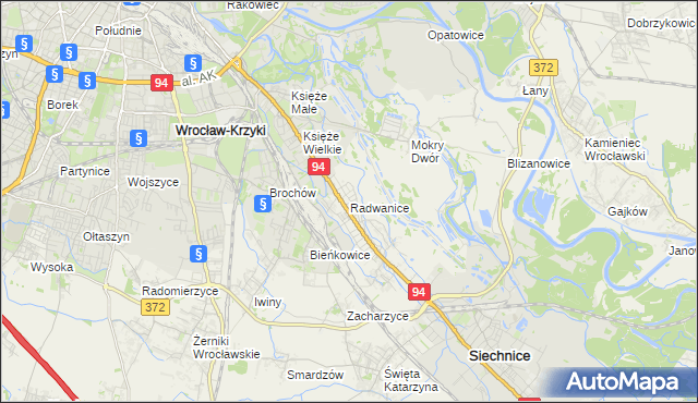 mapa Radwanice gmina Siechnice, Radwanice gmina Siechnice na mapie Targeo