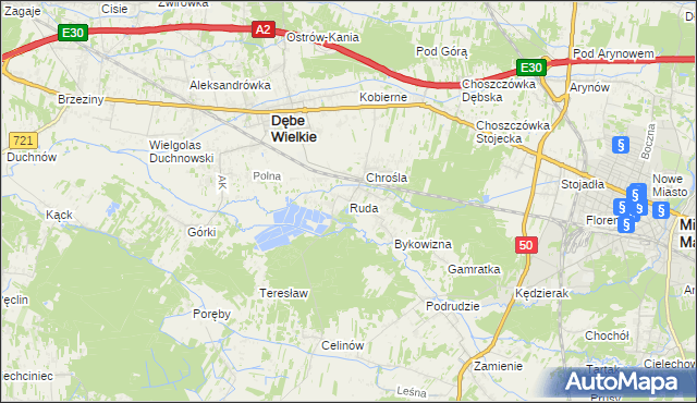 mapa Ruda gmina Dębe Wielkie, Ruda gmina Dębe Wielkie na mapie Targeo