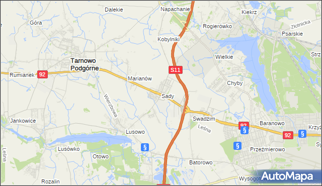 mapa Sady gmina Tarnowo Podgórne, Sady gmina Tarnowo Podgórne na mapie Targeo