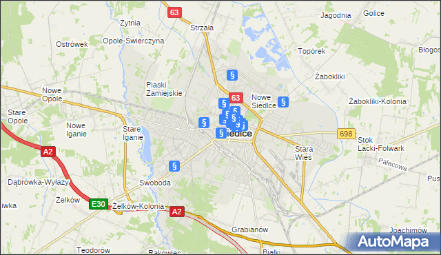 mapa Siedlce, Siedlce na mapie Targeo