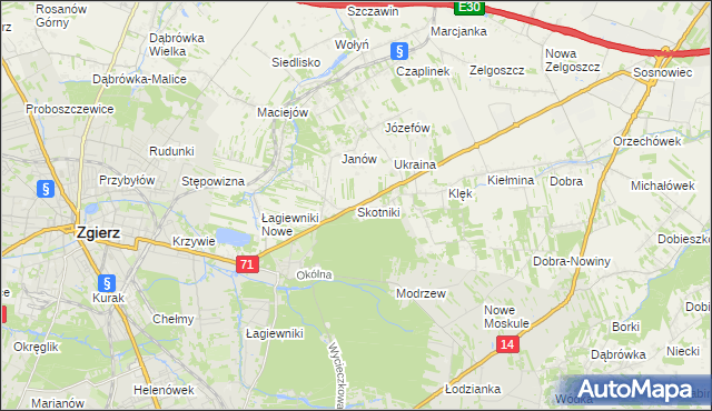 mapa Skotniki gmina Zgierz, Skotniki gmina Zgierz na mapie Targeo