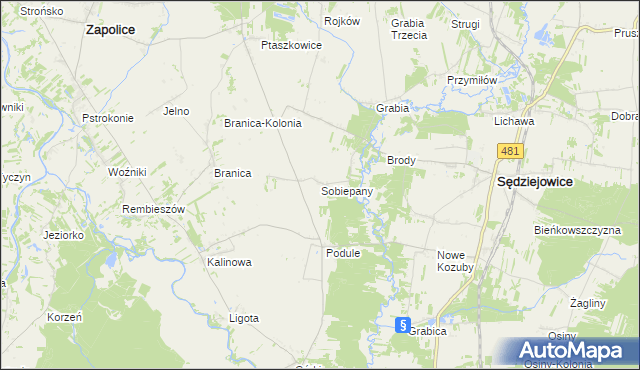 mapa Sobiepany, Sobiepany na mapie Targeo