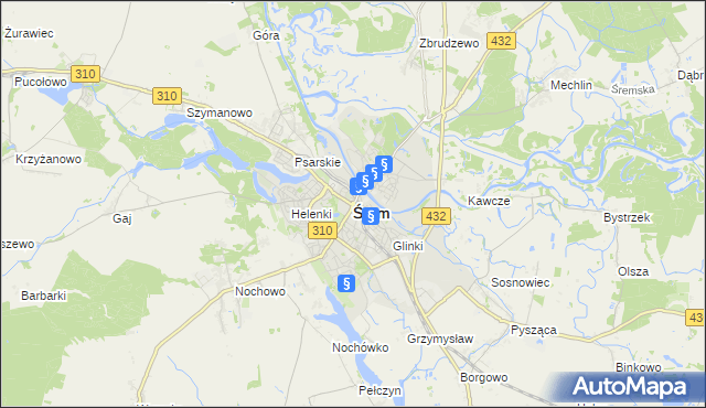 mapa Śrem, Śrem na mapie Targeo