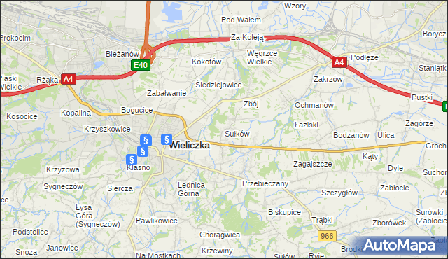 mapa Sułków gmina Wieliczka, Sułków gmina Wieliczka na mapie Targeo