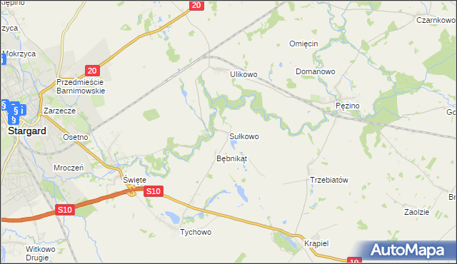 mapa Sułkowo gmina Stargard, Sułkowo gmina Stargard na mapie Targeo