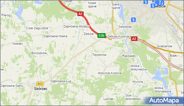 mapa Teodorów gmina Skórzec, Teodorów gmina Skórzec na mapie Targeo