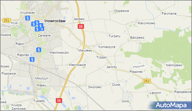 mapa Trzaski gmina Inowrocław, Trzaski gmina Inowrocław na mapie Targeo