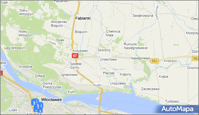 mapa Uniechowo, Uniechowo na mapie Targeo