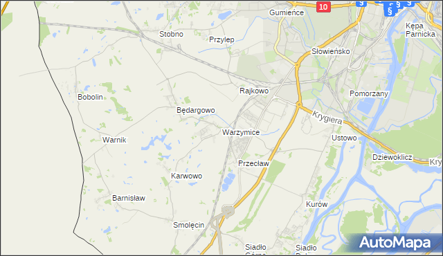 mapa Warzymice, Warzymice na mapie Targeo