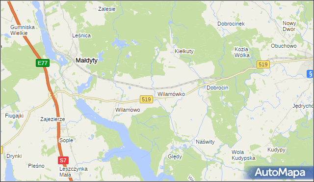 mapa Wilamówko, Wilamówko na mapie Targeo