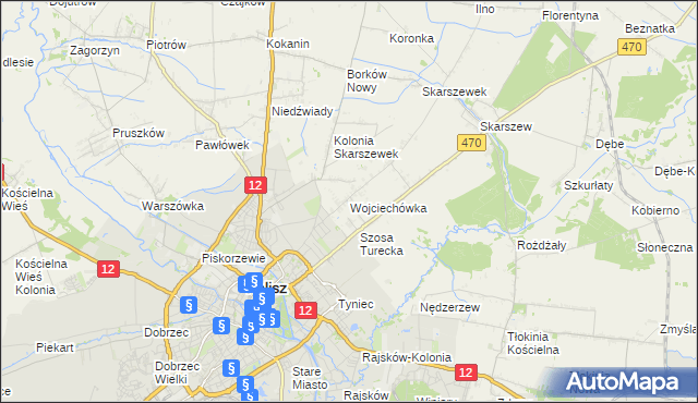 mapa Wojciechówka gmina Żelazków, Wojciechówka gmina Żelazków na mapie Targeo