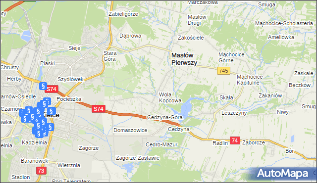 mapa Wola Kopcowa, Wola Kopcowa na mapie Targeo