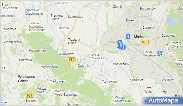 mapa Wola Mielecka, Wola Mielecka na mapie Targeo