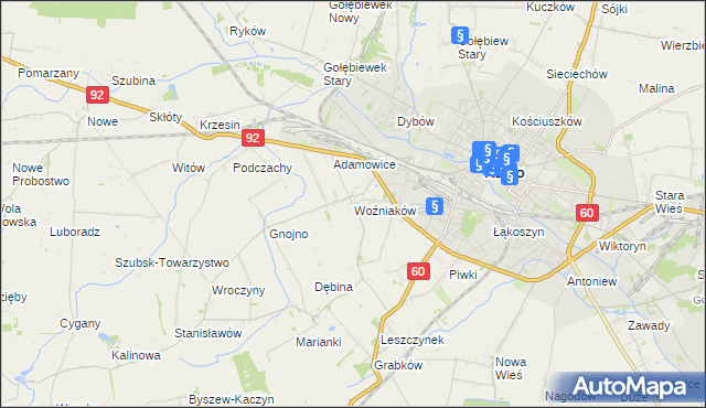 mapa Woźniaków, Woźniaków na mapie Targeo