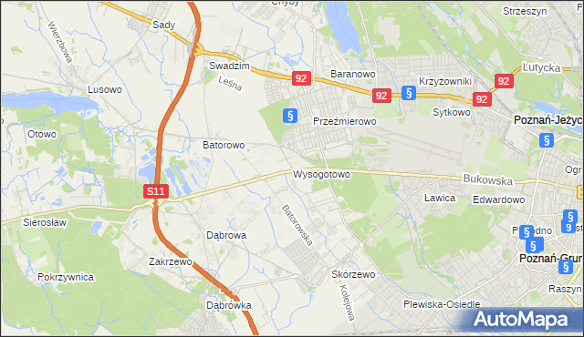 mapa Wysogotowo, Wysogotowo na mapie Targeo