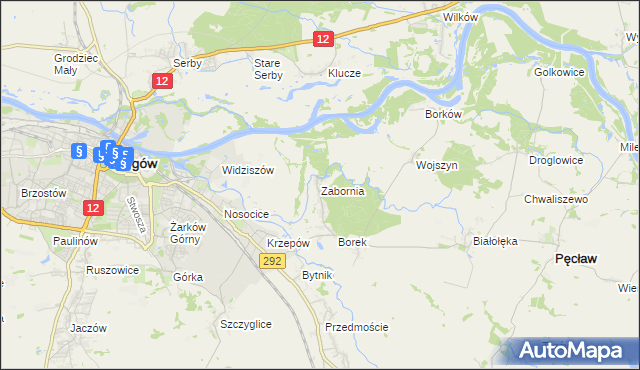 mapa Zabornia gmina Głogów, Zabornia gmina Głogów na mapie Targeo