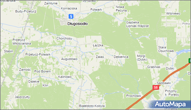 mapa Zalas gmina Długosiodło, Zalas gmina Długosiodło na mapie Targeo