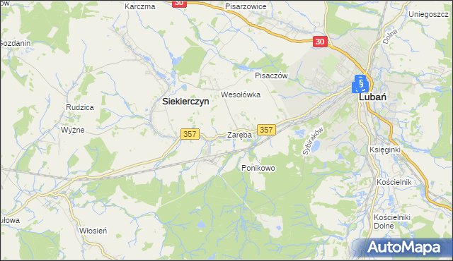 mapa Zaręba gmina Siekierczyn, Zaręba gmina Siekierczyn na mapie Targeo