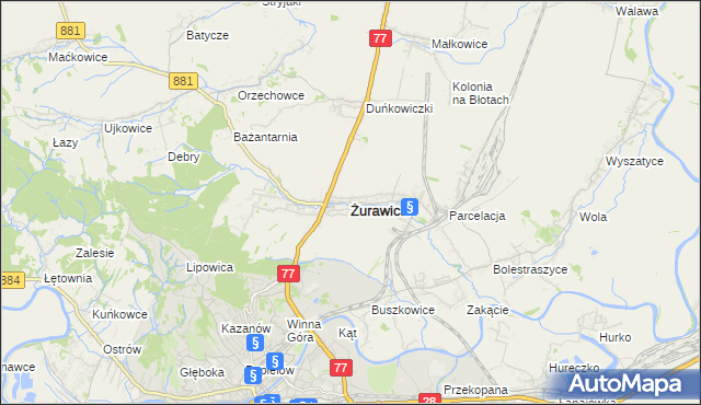 mapa Żurawica powiat przemyski, Żurawica powiat przemyski na mapie Targeo