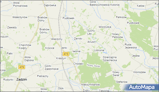 mapa Babiniec gmina Zadzim, Babiniec gmina Zadzim na mapie Targeo