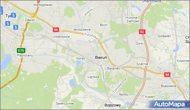 mapa Bieruń, Bieruń na mapie Targeo