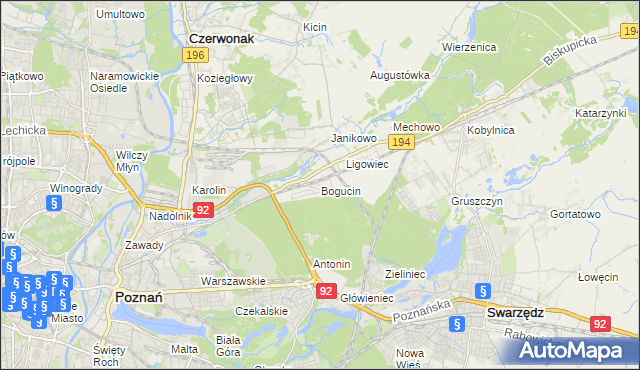 mapa Bogucin gmina Swarzędz, Bogucin gmina Swarzędz na mapie Targeo