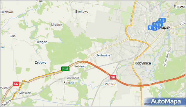 mapa Bolesławice gmina Kobylnica, Bolesławice gmina Kobylnica na mapie Targeo