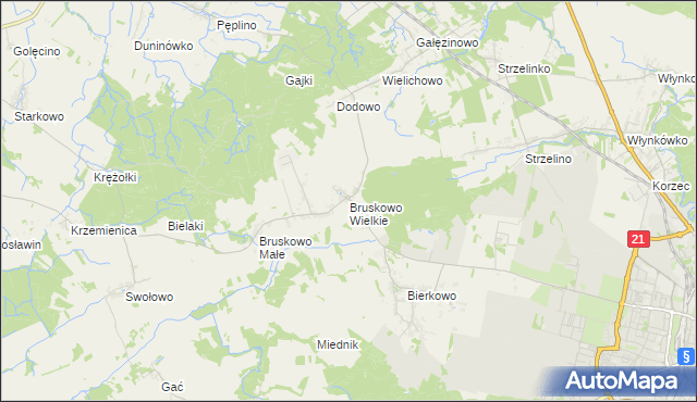 mapa Bruskowo Wielkie, Bruskowo Wielkie na mapie Targeo